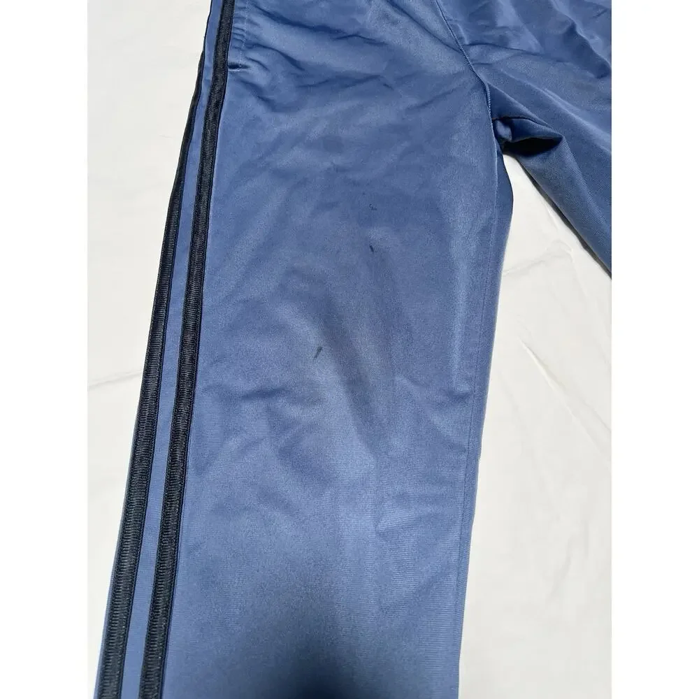 Adidas Kids Boys Track Pants Size M 10/12 Blue Black Stripe Athletic Bottoms